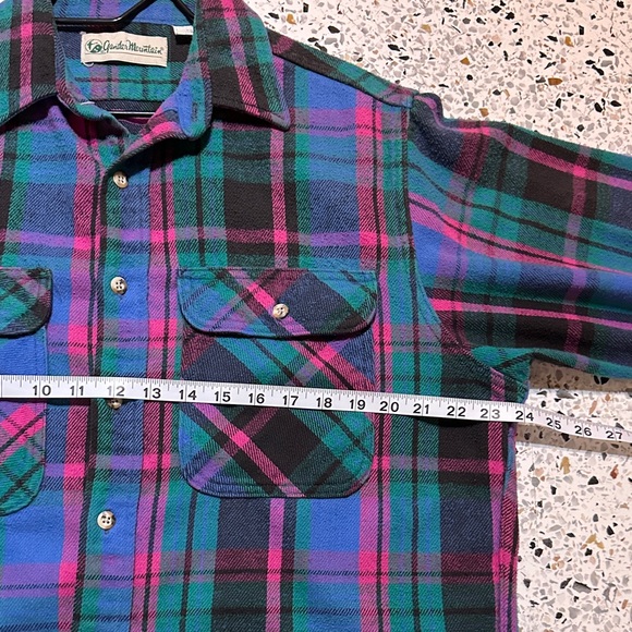 Vintage 100% cotton  funky multi color plaid flannel Gander Mountain size large - Picture 7 of 8
